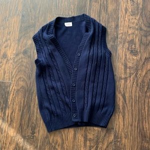 Vintage Classic Fashions Blue Cable Knit Sweater Vest Medium Button Front